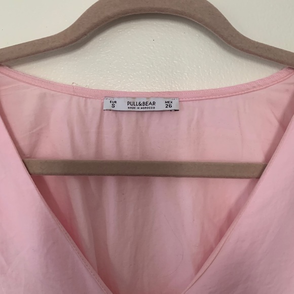 ASOS Pink Crop Top Balloon Sleeve V Neck. - Picture 5 of 6